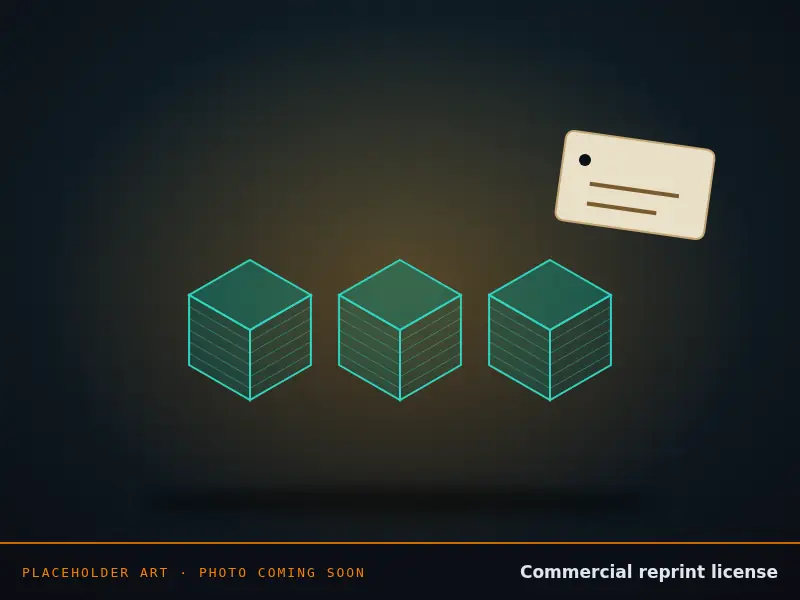 Placeholder art of three identical 3D-printed parts. Real photo coming soon.